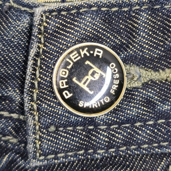 Projek Raw Jeans Mens 34x33 Blue Straight Dark Wash Whiskers Biker Punk - Picture 4 of 15